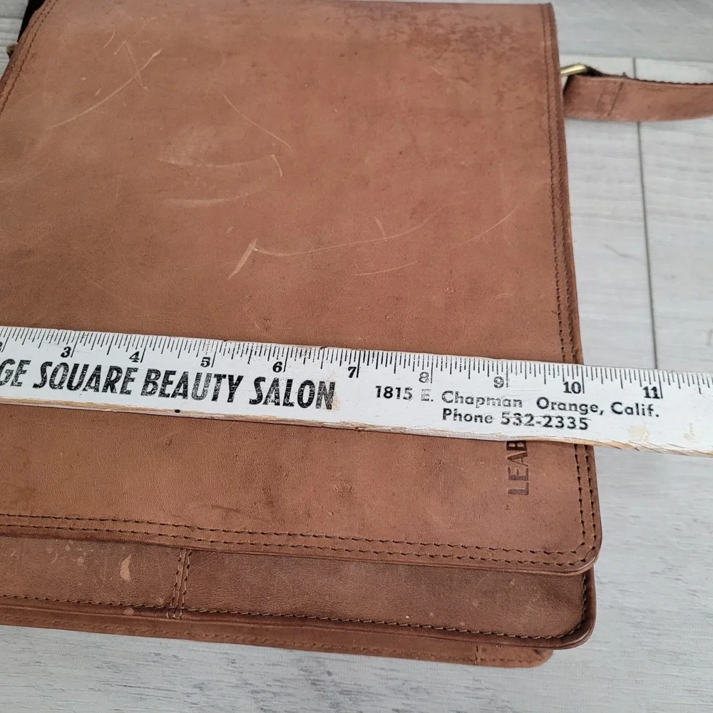 Leabags Messenger Bag 100% Leather‎ Shoulder Strap Flap Brown 12x10